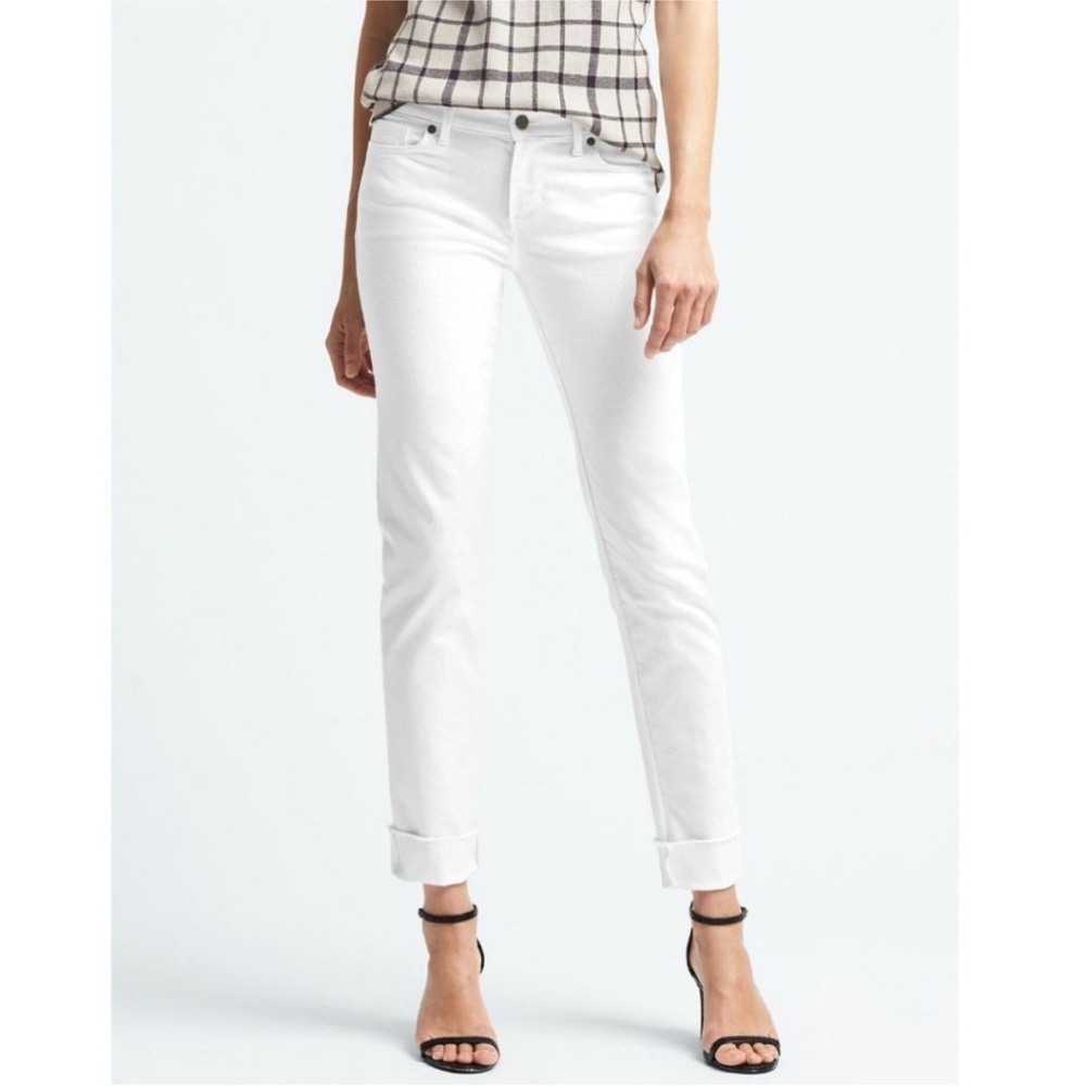 BANANA REPUBLIC Stay White Crop Girlfriend Fray Denim Jeans SZ 27P EUC